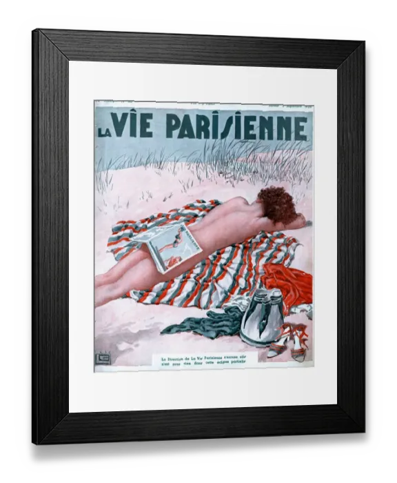 Framed Print : La Vie Parisienne 1936 1930s France magazines nudes naked beaches sunbathing erotica