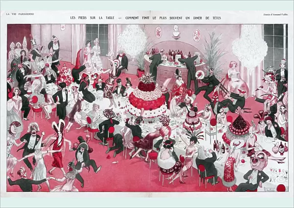 La Vie Parisienne 1929 1920s France Vallee banquets feasts dancing illustrations