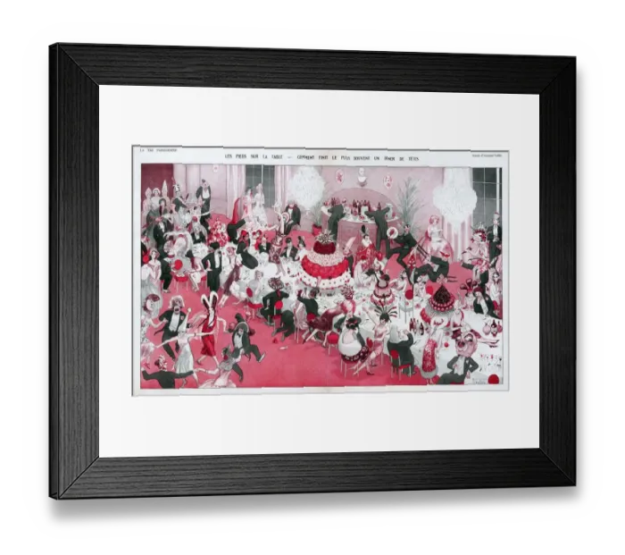 Framed Print : La Vie Parisienne 1929 1920s France Vallee banquets feasts dancing illustrations