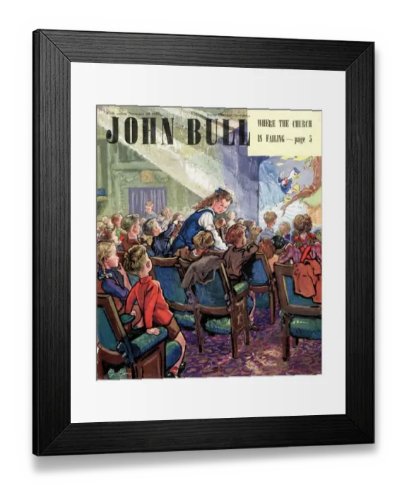 Framed Print : John Bull 1947 1940s UK saturday morning cinema films pictures at the donald duck