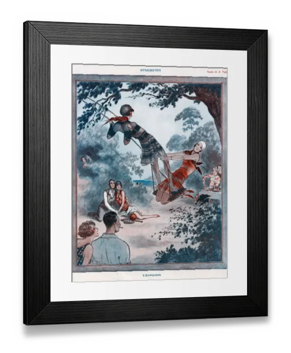 Framed Print : La Vie Parisienne 1922 1920s France Vallee friends swings illustrations Framed Print : La Vie Parisienne 1922 1920s France Vallee friends swings illustrations