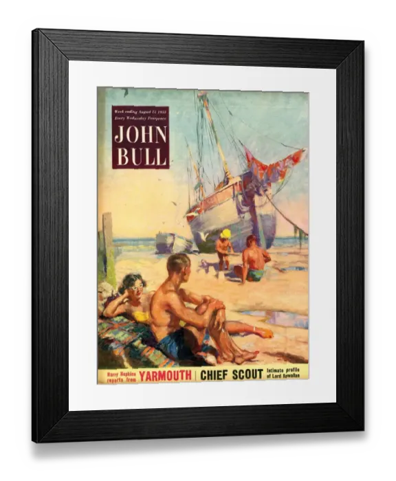 Framed Print : John Bull 1950s UK holidays nautical boats beaches seaside sea couples magazines Framed Print : John Bull 1950s UK holidays nautical boats beaches seaside sea couples magazines