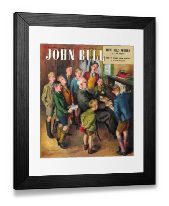 Framed Print : John Bull 1948 1940s UK school concerts singing pianos teachers lessons magazines