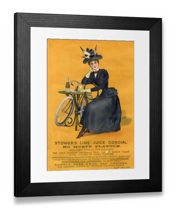 Framed Print : 1890s UK stowers lime juice cordial bicycles bikes cycling cycles