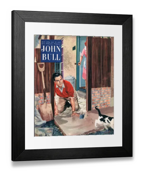 Framed Print : John Bull 1950s UK cats diy decorating magazines pets do it yourself
