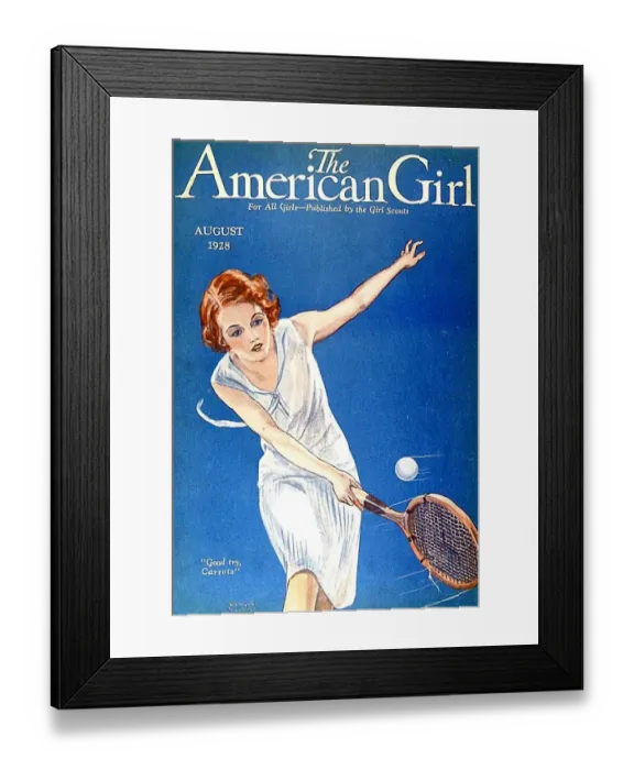 Framed Print : The American Girl 1928 1920s USA magazines women woman playing tennis maws girls Framed Print : The American Girl 1928 1920s USA magazines women woman playing tennis maws girls