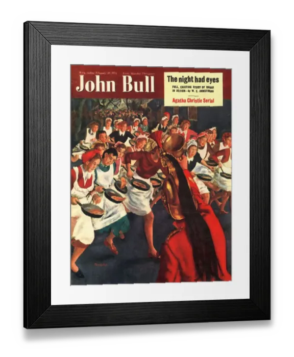 Framed Print : John Bull 1951 1950s UK pancakes day races magazines Framed Print : John Bull 1951 1950s UK pancakes day races magazines