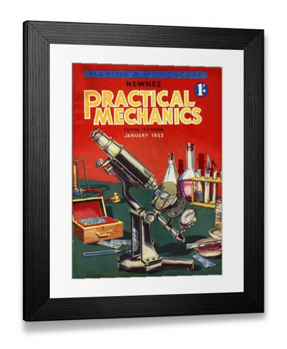 Framed Print : 1953 1950s UK practical mechanics microscopes chemistry sets magazines Framed Print : 1953 1950s UK practical mechanics microscopes chemistry sets magazines