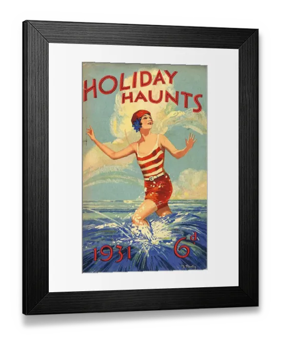 Framed Print : Holiday Haunts 1931 1930s UK mcitnt seaside swimwear womens holidays womens swimming Framed Print : Holiday Haunts 1931 1930s UK mcitnt seaside swimwear womens holidays womens swimming