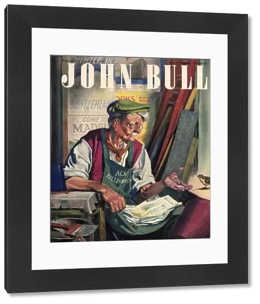 John Bull 1947 1940s UK birds feeding old men magazines