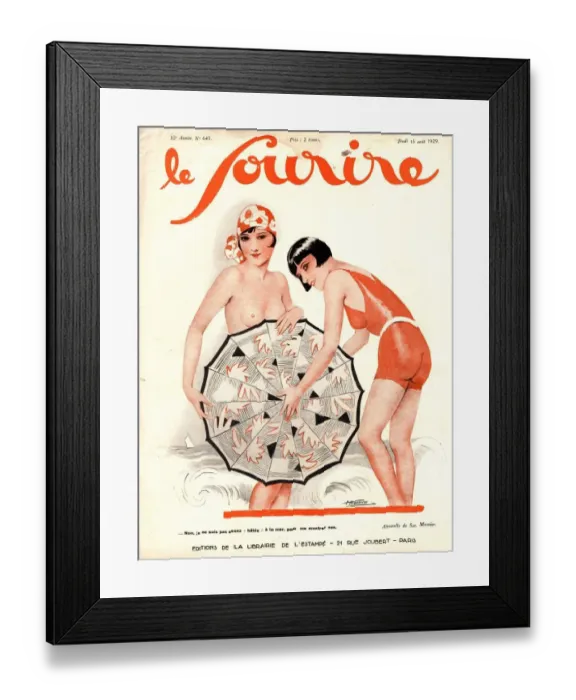 Framed Print : Le Sourire 1929 1920s France holidays erotica glamour swimming seaside womens swimwear Framed Print : Le Sourire 1929 1920s France holidays erotica glamour swimming seaside womens swimwear