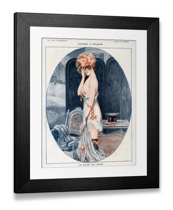 Framed Print : La Vie Parisienne 1918 1910s France Maurice Milliere illustrations erotica dressing Framed Print : La Vie Parisienne 1918 1910s France Maurice Milliere illustrations erotica dressing