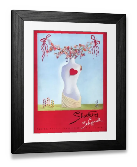 Framed Print : Schiaparelli Shocking 1930s UK hearts surrealism art womens pink surreal Framed Print : Schiaparelli Shocking 1930s UK hearts surrealism art womens pink surreal
