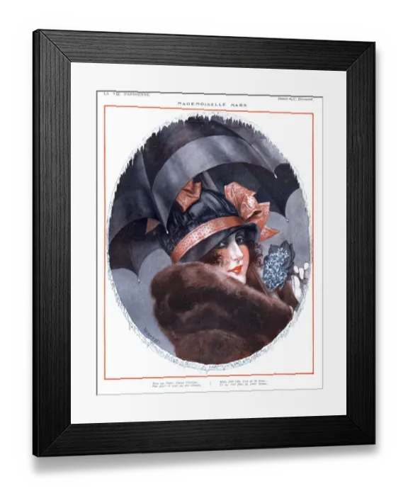 Framed Print : La Vie Parisienne 1910s France glamour erotica by C Herouard portraits raining umbrellas Framed Print : La Vie Parisienne 1910s France glamour erotica by C Herouard portraits raining umbrellas