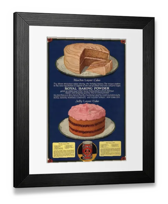 Framed Print : 1920s USA royal cakes desserts baking powder Framed Print : 1920s USA royal cakes desserts baking powder