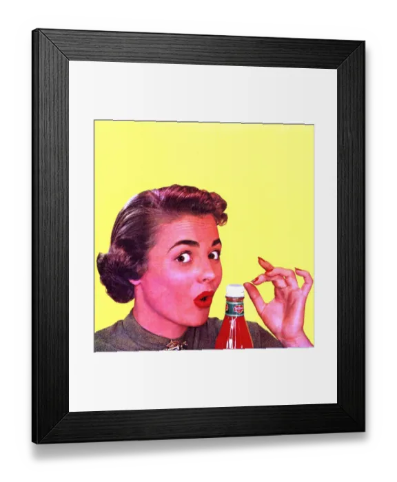 Framed Print : 1950s USA catsup tomato sauce lids mrs mills ketchup housewives housewife sexism Framed Print : 1950s USA catsup tomato sauce lids mrs mills ketchup housewives housewife sexism