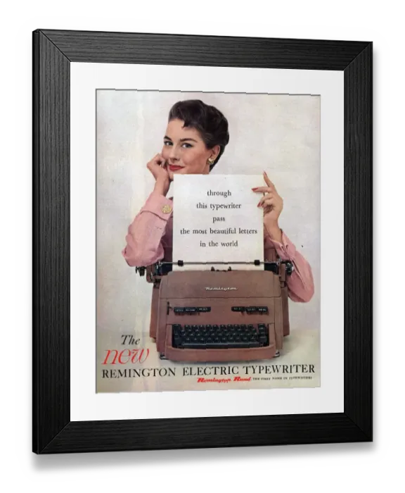 Framed Print : Remington 1950s USA secretaries typewriters secretary Framed Print : Remington 1950s USA secretaries typewriters secretary