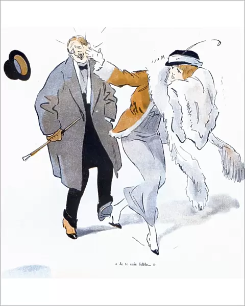 La Vie Parisienne 1910s France glamour affairs arguments woman slapping mans face