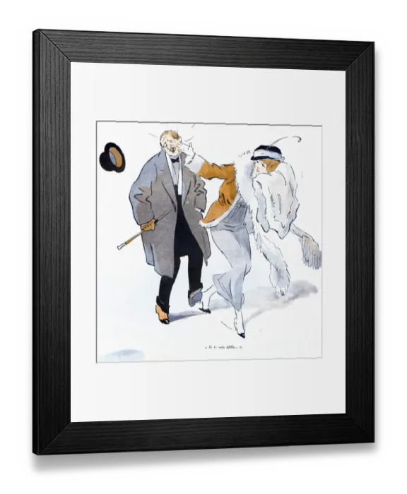 Framed Print : La Vie Parisienne 1910s France glamour affairs arguments woman slapping mans face
