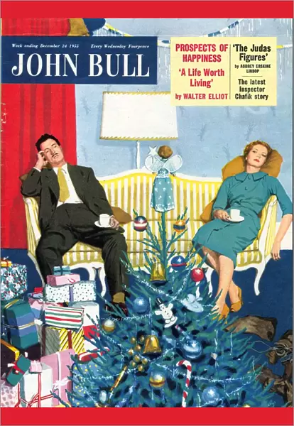 John Bull 1950s UK trees decorations presents exhausted magazines after tired post