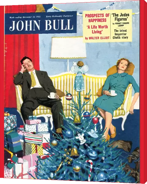 John Bull 1950s UK trees decorations presents exhausted magazines after tired post