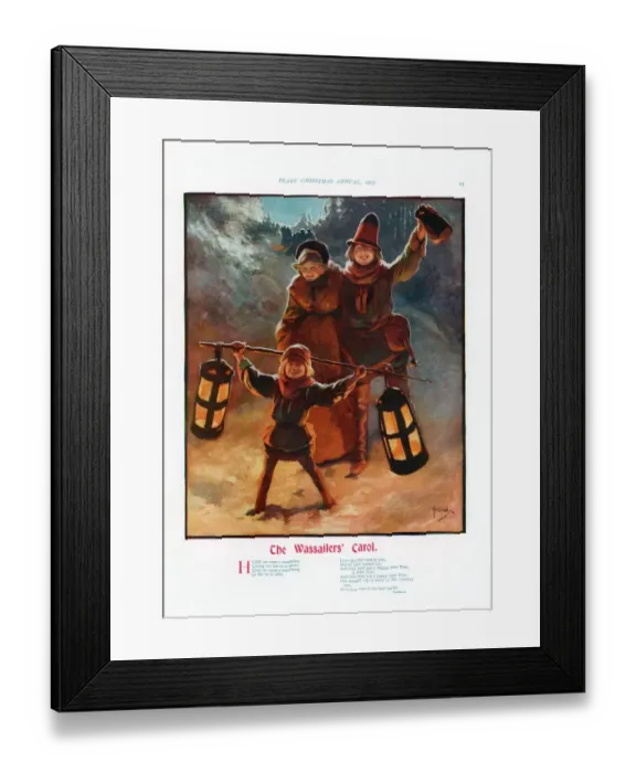 Framed Print : Pears Annual 1915 1910s UK cc carols lanterns lights singers singing Framed Print : Pears Annual 1915 1910s UK cc carols lanterns lights singers singing