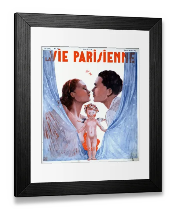 Framed Print : La Vie Parisienne 1935 1930s France magazines kissing cupids