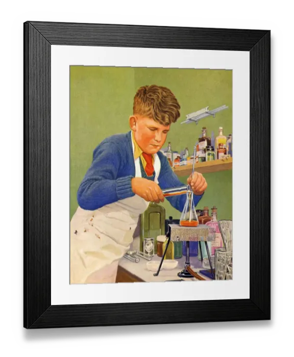 Framed Print : The Wonder Book of Things to Do 1957 1950s UK childrens illustrations test tubes