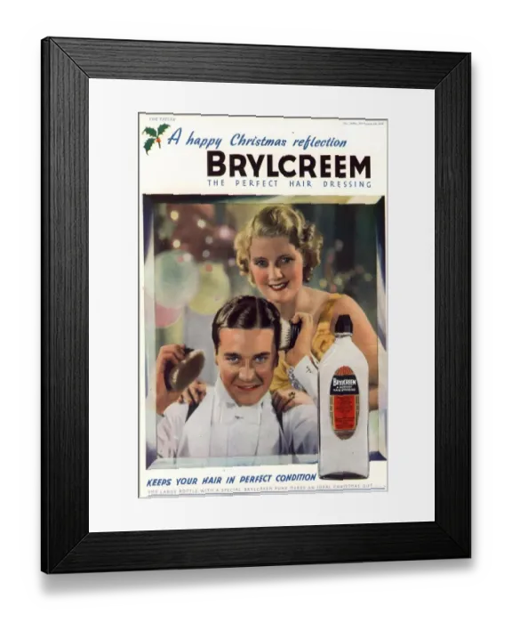 Framed Print : Brylcreem 1930s UK mens Framed Print : Brylcreem 1930s UK mens