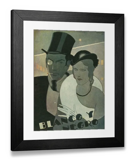 Framed Print : Blanco y Negro Spain cc evening dress hats mens womens monocles magazines