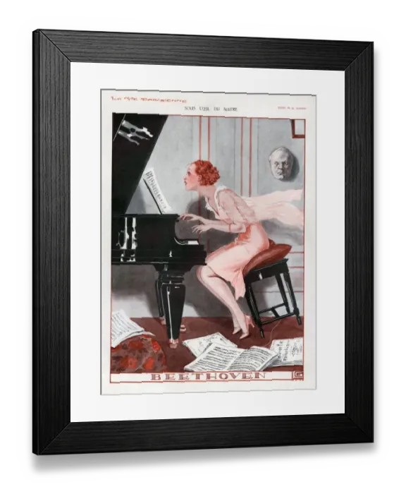 Framed Print : La Vie Parisienne 1930 1930s France cc pianos playing instruments beethoven lessons