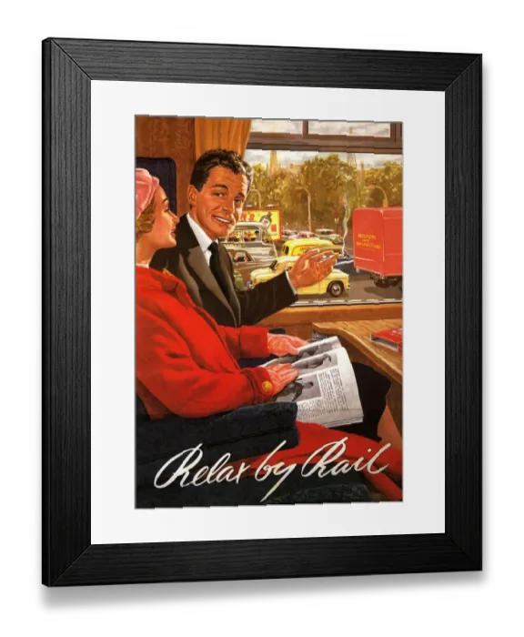Framed Print : 1950s UK rail carriage passengers railways trains Framed Print : 1950s UK rail carriage passengers railways trains