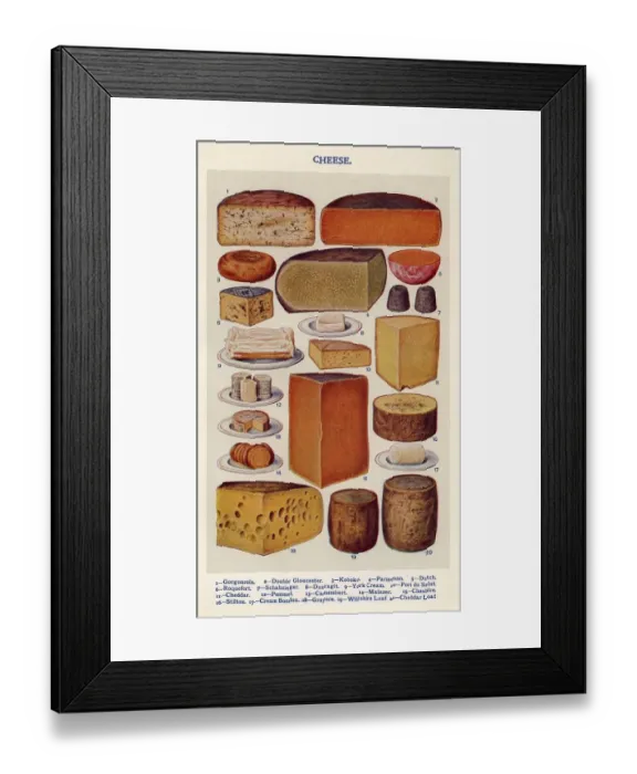 Framed Print : Cheese 1900s UK Isabella Beeton Mrs Beetons Book of Household Management cooking Framed Print : Cheese 1900s UK Isabella Beeton Mrs Beetons Book of Household Management cooking