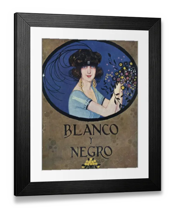 Framed Print : Blanco y Negro 1920s Spain hats flowers womens cc portraits