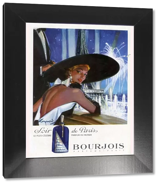 Bourjois 1951 1950s France womens up hats Paris Eiffel Tower Soir de Paris