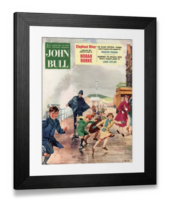 Framed Print : John Bull 1956 1950s UK police holidays seaside storms disasters bad weather magazines Framed Print : John Bull 1956 1950s UK police holidays seaside storms disasters bad weather magazines