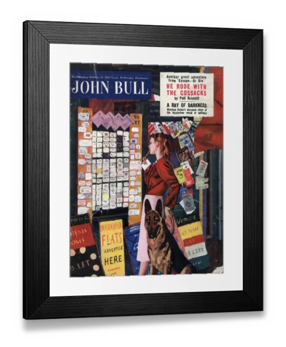 Framed Print : John Bull 1952 1950s UK flat hunting searching property moving homes estate agents Framed Print : John Bull 1952 1950s UK flat hunting searching property moving homes estate agents