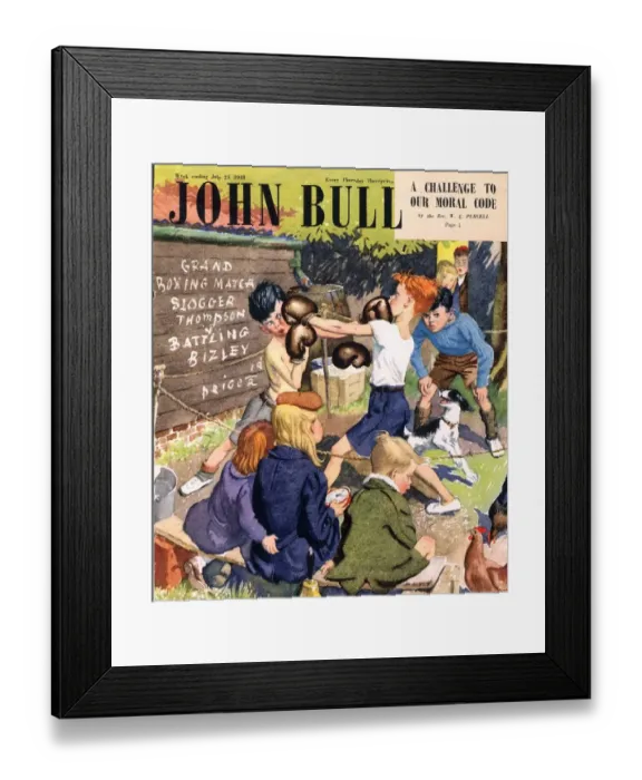 Framed Print : John Bull 1948 1940s UK children fighting boxing magazines fights Framed Print : John Bull 1948 1940s UK children fighting boxing magazines fights