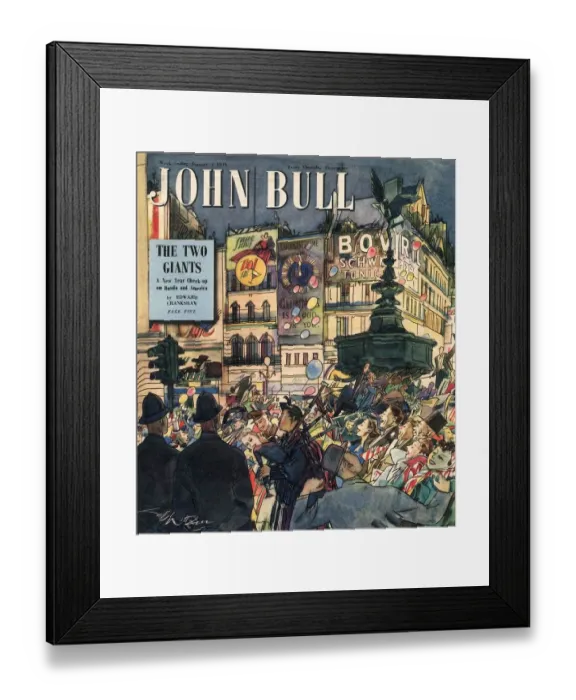 Framed Print : John Bull 1949 1940s UK new years eve bagpipes eros piccadilly circus party magazines Framed Print : John Bull 1949 1940s UK new years eve bagpipes eros piccadilly circus party magazines