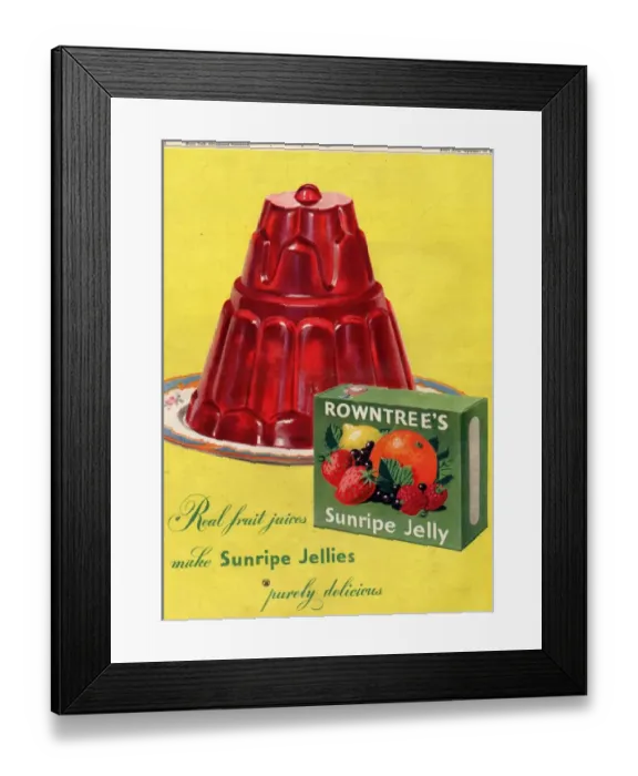 Framed Print : Rowntrees 1950s UK jelly, desserts Framed Print : Rowntrees 1950s UK jelly, desserts