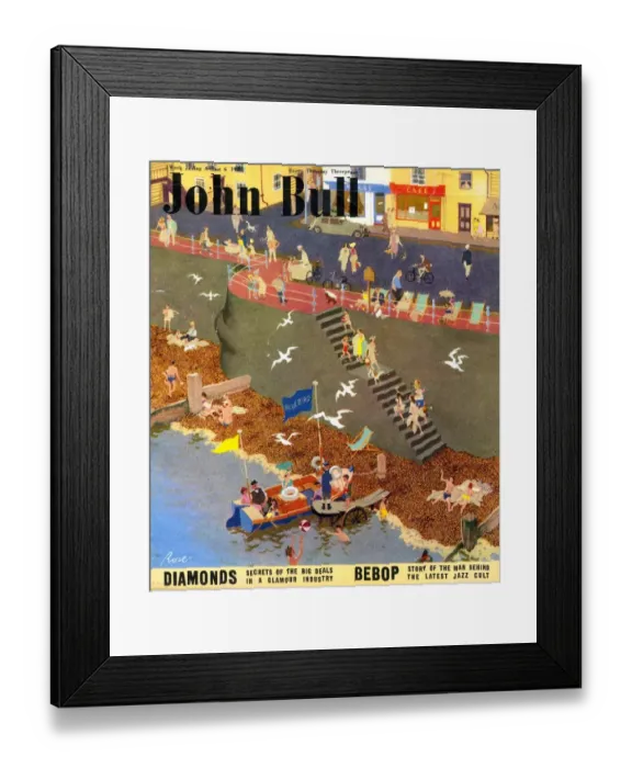 Framed Print : John Bull 1949 1940s UK holidays beaches seaside boats trips round the harbor magazines Framed Print : John Bull 1949 1940s UK holidays beaches seaside boats trips round the harbor magazines
