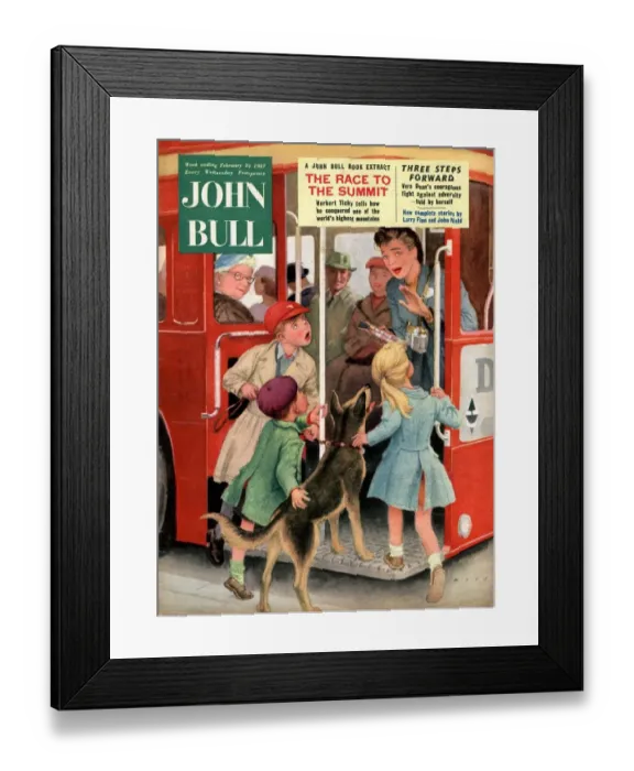 Framed Print : John Bull 1957 1950s UK dogs buses london transport routemasters magazines Framed Print : John Bull 1957 1950s UK dogs buses london transport routemasters magazines