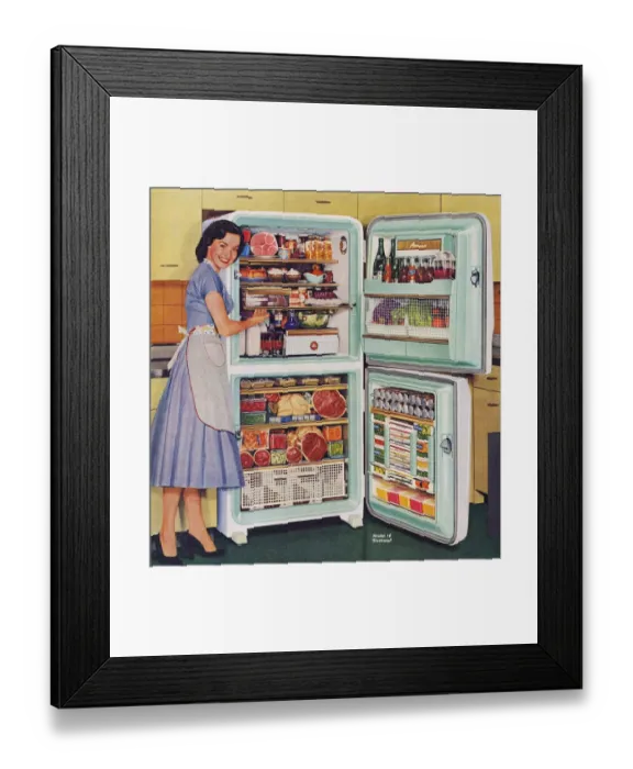 Framed Print : Stor-Mor 1950s UK fridges freezers housewife housewives woman women kitchens refridgerators Framed Print : Stor-Mor 1950s UK fridges freezers housewife housewives woman women kitchens refridgerators