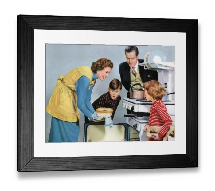 Framed Print : Housewife 1950s UK mcitnt housewives homemakers baking cooking cheesy