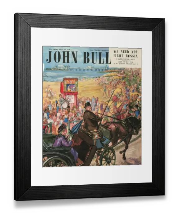 Framed Print : John Bull 1948 1940s UK holidays seaside beaches seaside punch and judy show pony Framed Print : John Bull 1948 1940s UK holidays seaside beaches seaside punch and judy show pony