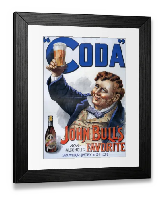 Framed Print : John Bulls 1895 1890s UK john Bulls Coda beer non-alcoholic advert temperance movement Framed Print : John Bulls 1895 1890s UK john Bulls Coda beer non-alcoholic advert temperance movement
