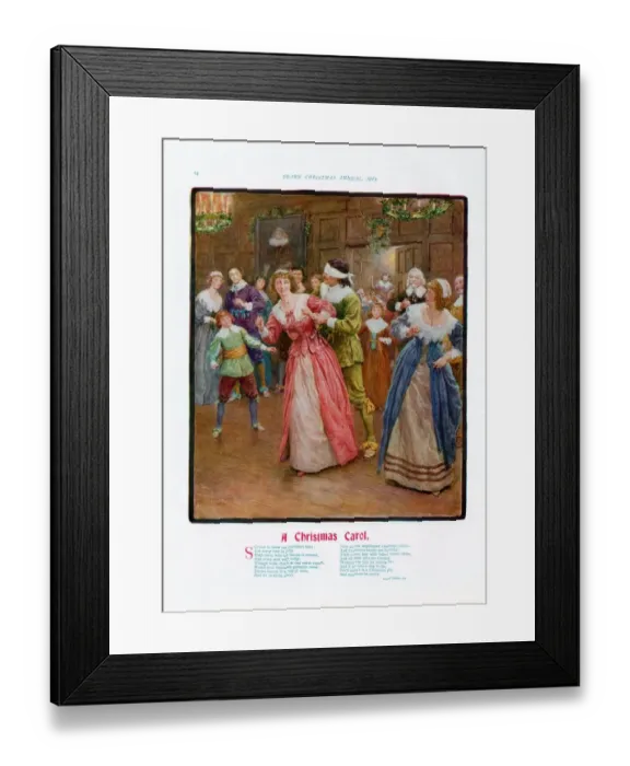 Framed Print : Pears Annual 1915 1910s UK cc carols dancing balls parties dresses blind mans buff Framed Print : Pears Annual 1915 1910s UK cc carols dancing balls parties dresses blind mans buff