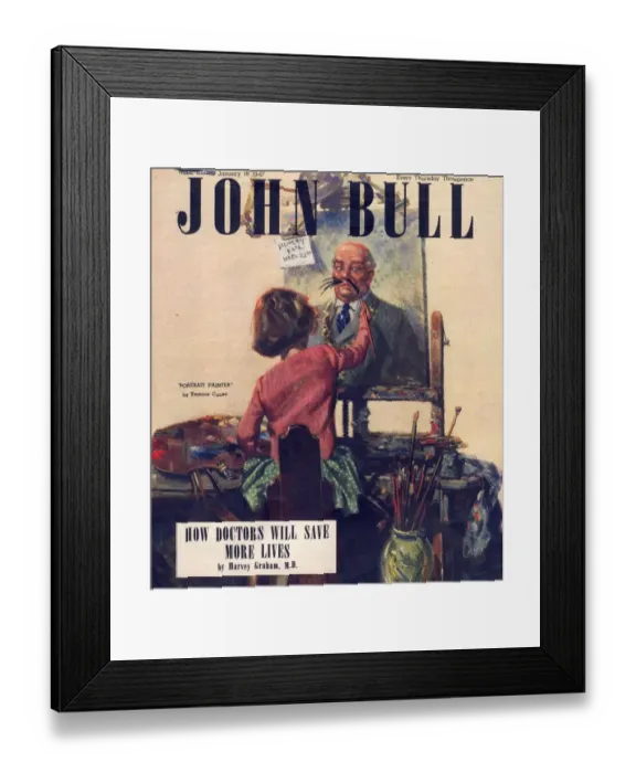 Framed Print : John Bull 1947 1940s UK artists painting Framed Print : John Bull 1947 1940s UK artists painting