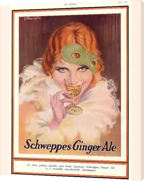 Schweppes 1930s UK ginger ale art deco drinking masks