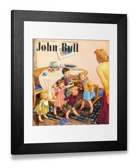 Framed Print : John Bull 1949 1940s UK disasters shouting arguments fighting ruined meals siblings Framed Print : John Bull 1949 1940s UK disasters shouting arguments fighting ruined meals siblings